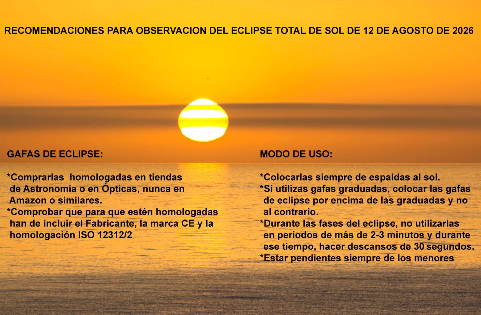 Recomendaciones eclipse total día 12 de agosto